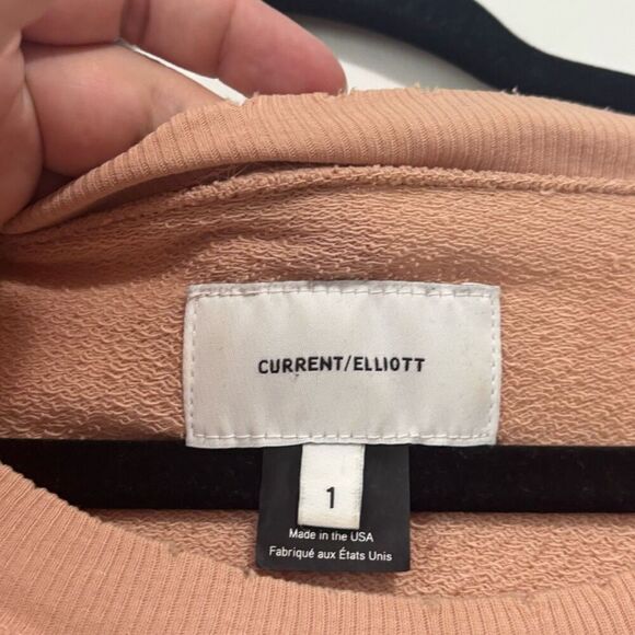 Current/ Elliott Dusty Pink Slouchy Ruffle Sweatshirt Size Small - Picture 4 of 6